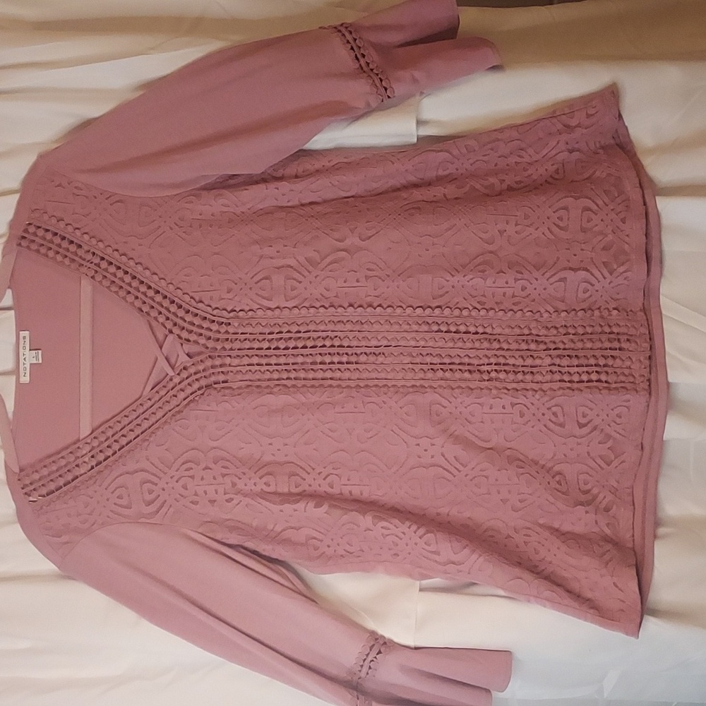 Blush Sheer Crochet Blouse by NOTATIONS